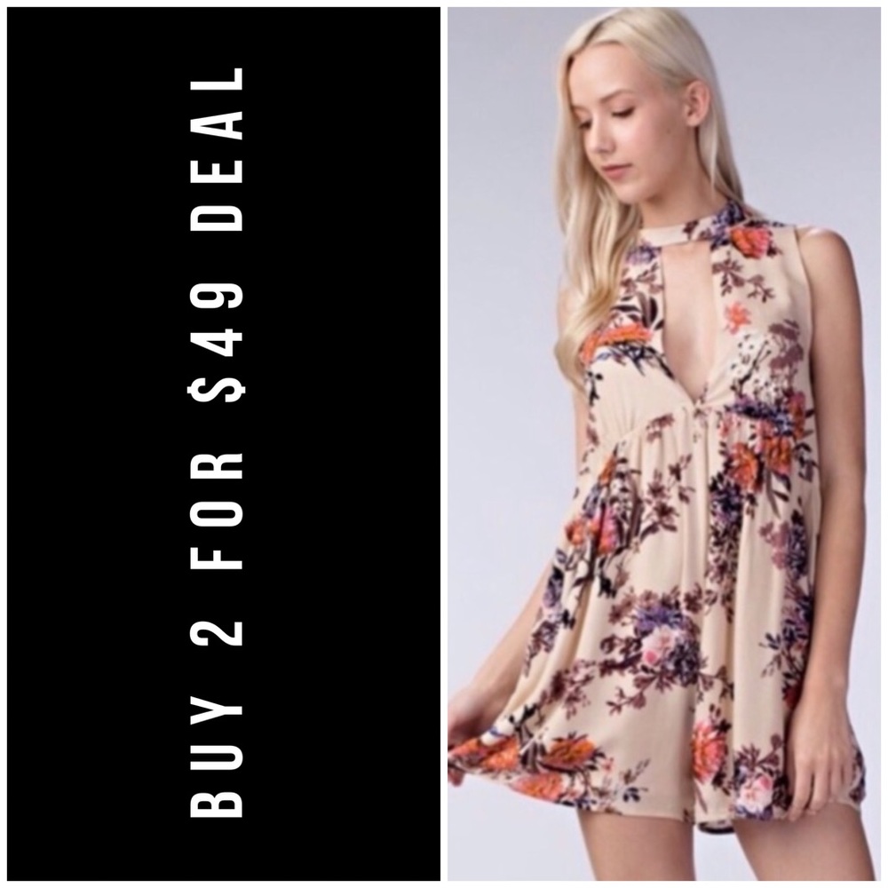 ☀️LAST1️⃣//CREAM FLORAL ROMPER